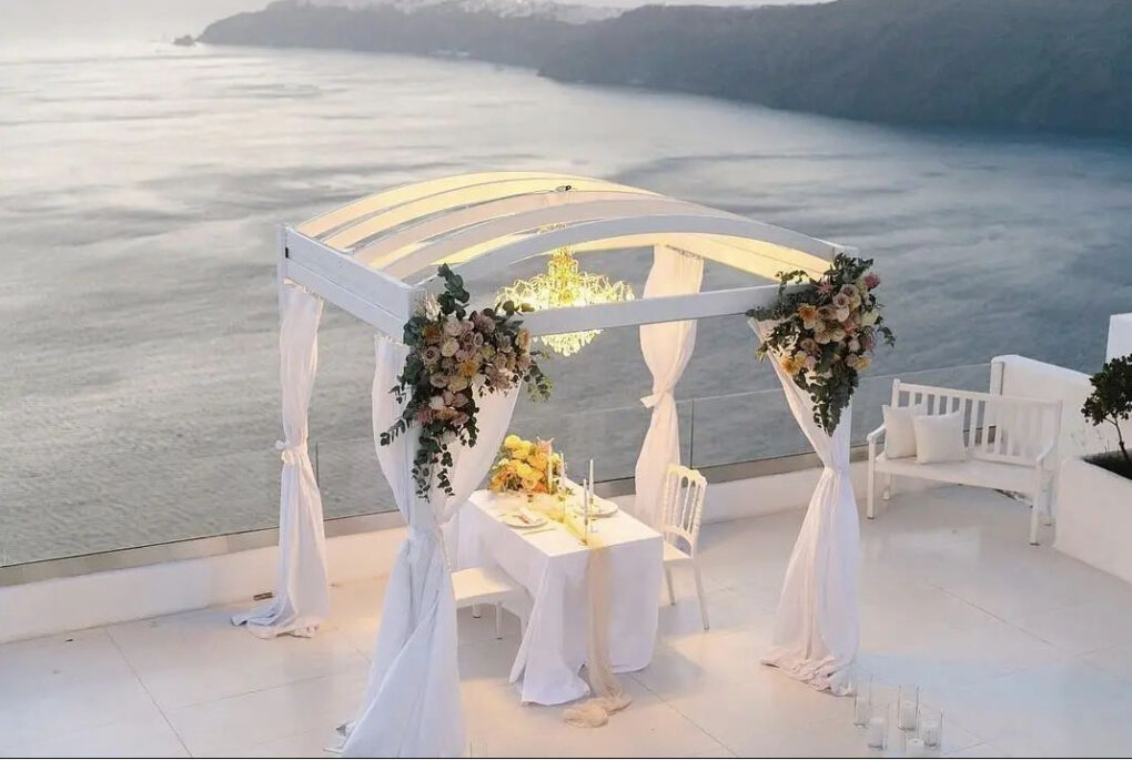 Santorini wedding venue wedding gazebo decor